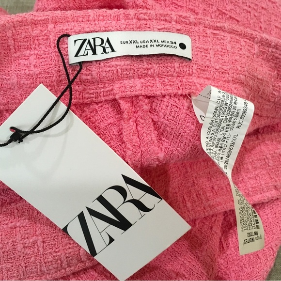 Zara texture Maxi skirt long swing pink size XXL Womens new - Picture 7 of 8
